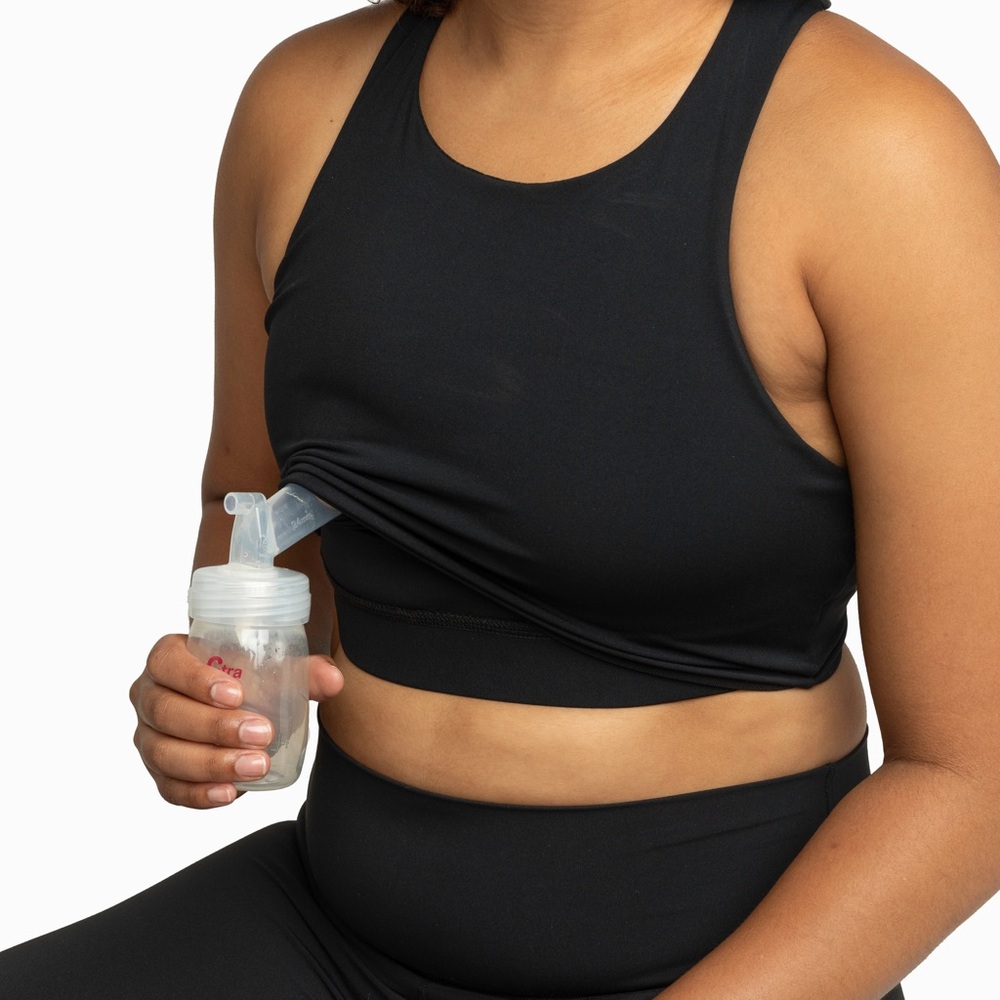 Seamless Black Nursing Sports Bra